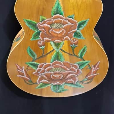 Blueberry Handmade Grand Concert Acoustic Guitar Floral Motif image 9
