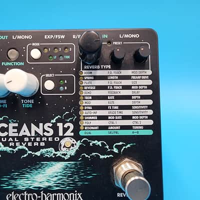 Electro-Harmonix EHX Oceans 12 Dual Stereo Reverb Guitar Effect Pedal Bass Plate image 3