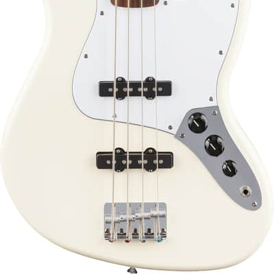 Fender Standard Series Jazz Bass Guitar, Olympic White, Laurel image 2