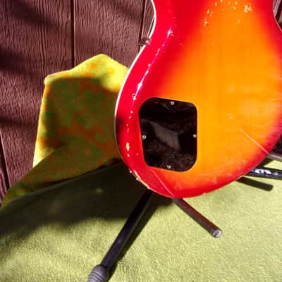 Memphis, set neck, single cut (LP copy), MIJ, 1970's, cherry sunburst, Duncans, case, volute, CIPOLLINA image 20