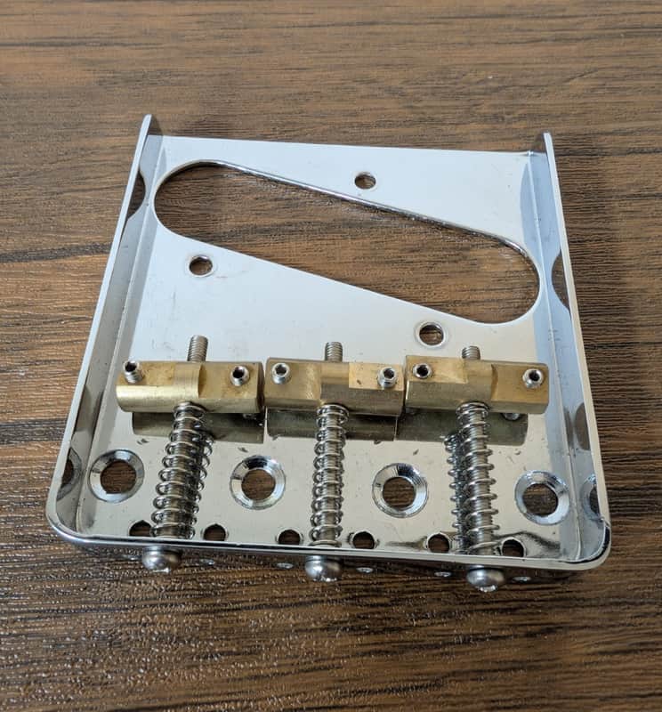 Telecaster Tele Vintage Style Ashtray Bridge with Compensated Brass Saddles image 1