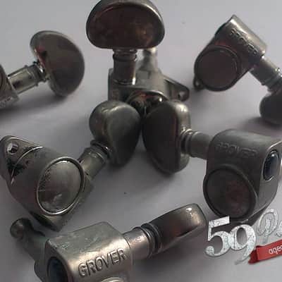 Set of 6 Grover Rotomatic Aged Nickel tuners w/bushings and screws Gibson, Les Paul, relic | 59 Parts image 5
