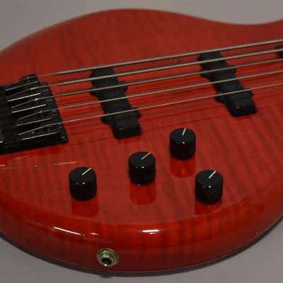 1990 Pedulla MVP-5 Bass Fretless Conversion 5-String Red w/HSC image 8