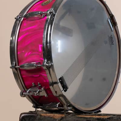 Vintage Gretsch 5.5x14 Pink Satin Flame Model 4157 Snare Drum image 9