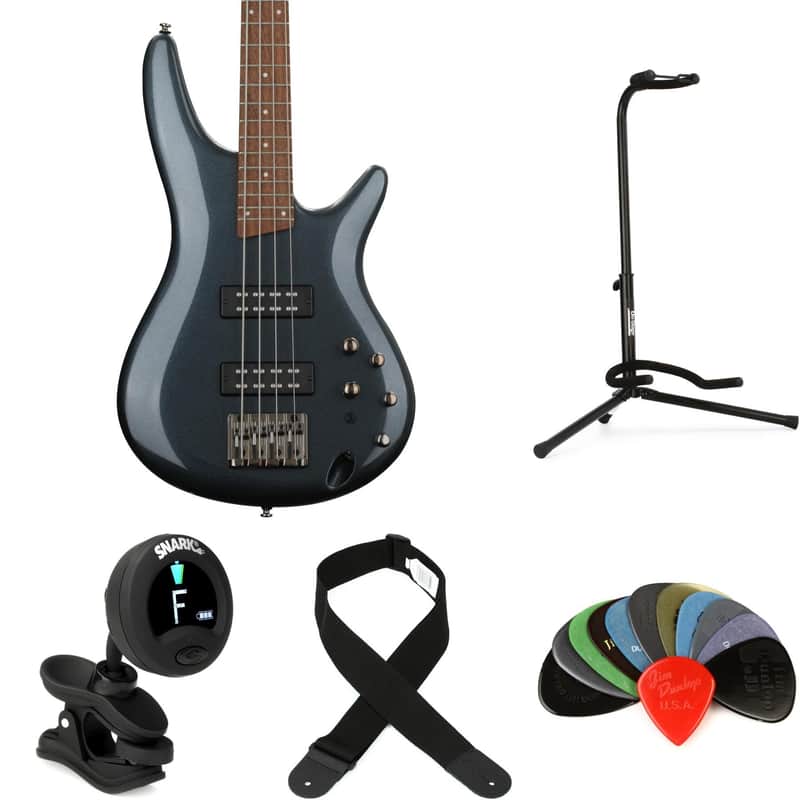 Ibanez Standard SR300E Bass Guitar Essentials Bundle - Iron Pewter image 1