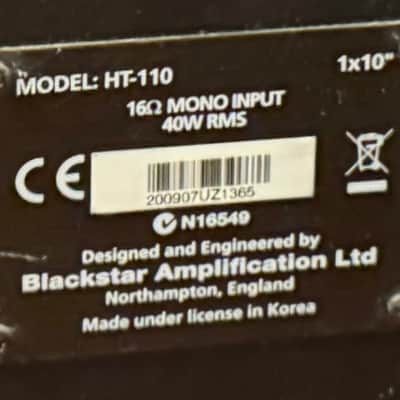 Blackstar HT-110 1x10 Guitar Speaker Cabinet 16Ω 40W - Black image 2