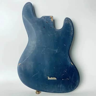 Left Handed Basswood 4 String Jazz Bass Style Body in Blue image 4