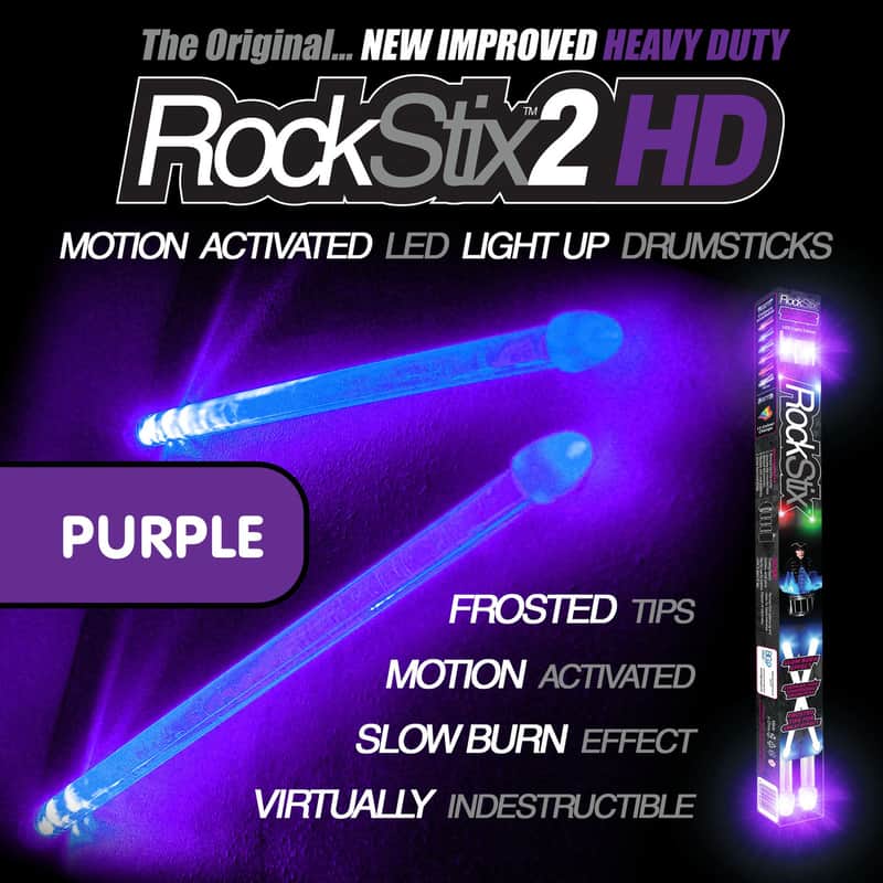 RockStix 2 HD Light-Up LED Drumsticks – Purple image 1