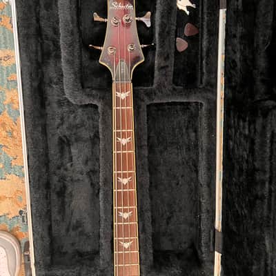 Schecter C-4 Deluxe Active 4-String Bass 2010s - Crimson Red Burst image 12