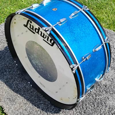 60's Ludwig 28" x 10" Blue Sparkle Orchestral/Concert/Marching Bass Drum image 7