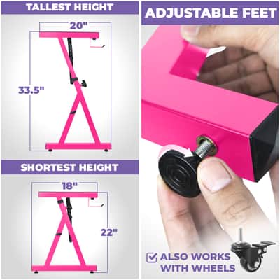 Liquid Stands Piano Keyboard Stand - Z Style Adjustable Digital Piano Stand - Fits 54-88 Key Electric Piano Stand (Pink) imagen 3