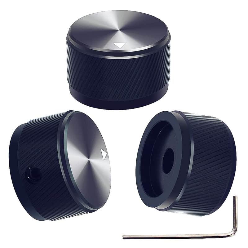 3Pcs Black Guitar Knobs Aluminum Alloy Potentiometer Control Knob Volume Audio Electric Guitar Bass Knob Screw Type 25 x 15.5mm (d*h) KNOB-06-25BK image 1