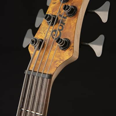 Cort Artisan Series A5 Plus 5 String Bass Guitar, Open Pore Amber (A5PLUSSCAOP) image 3