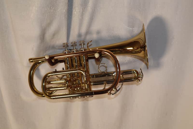 JZ Music Cornet Gold Lacquer with case + Bach 5C mouthpiece used image 1