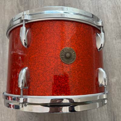 Gretsch  1962 Era Round Badge Progressive Jazz Bop Drum Set 18 Inch Bass Drum Tangerine Glass Glitter image 6