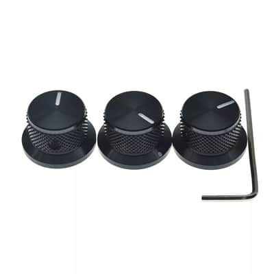 Black Metal Top Hat Knobs - 1/4" Shaft (Set of 3) image 2