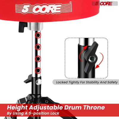 5 Core Drum Throne 3" Padded Drum Seat Height Adjustable Drumming Chair for Practice and Performance image 7