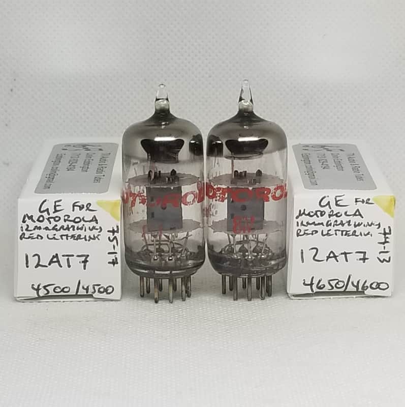 GE Made For Motorola 12AT7 Gray Plate Well Matched (3.2%) Pair NOS ECC81 image 1