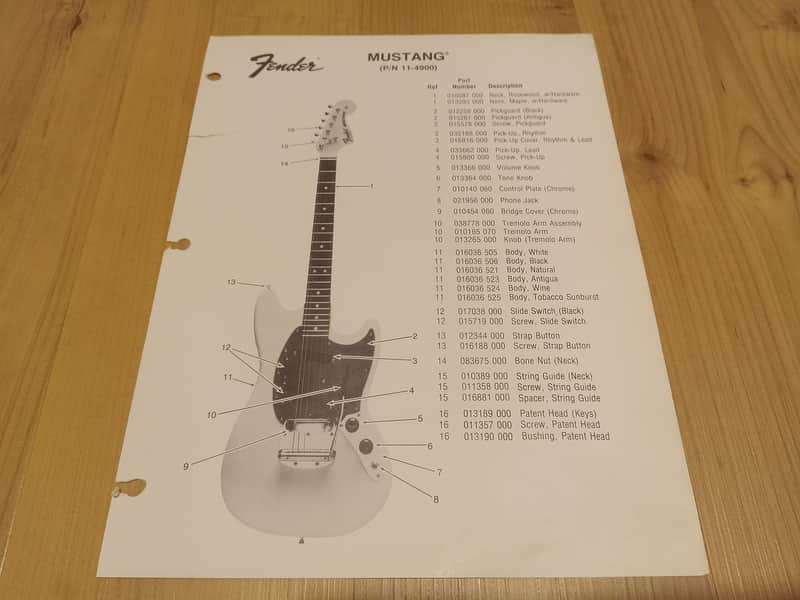 Vintage Late 1970's Fender Mustang Replacement Parts List! Original Case Candy, Paperwork! image 1