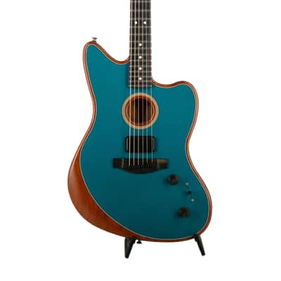 Fender American Acoustasonic Jazzmaster Acoustic Guitar, Ebony FB, Ocean Turquoise, US211XXXX image 4