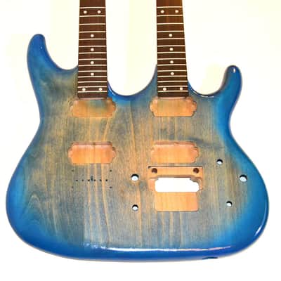 Ibenez Style Double Neck Guitar Blue Burst image 2