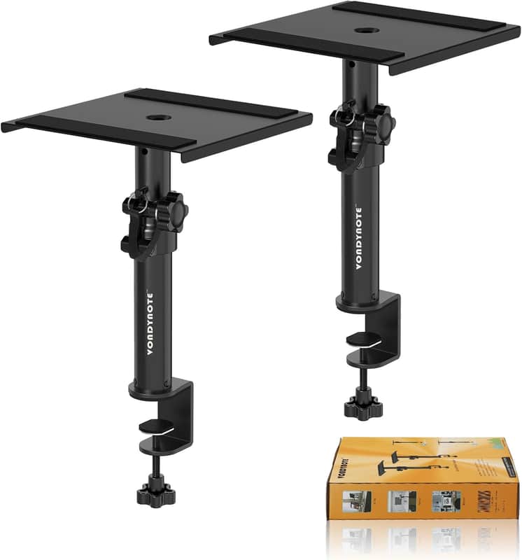 Desktop Clamp Speaker Stands | Height Adjustable Studio Monitor Mounts for Desk Setup image 1