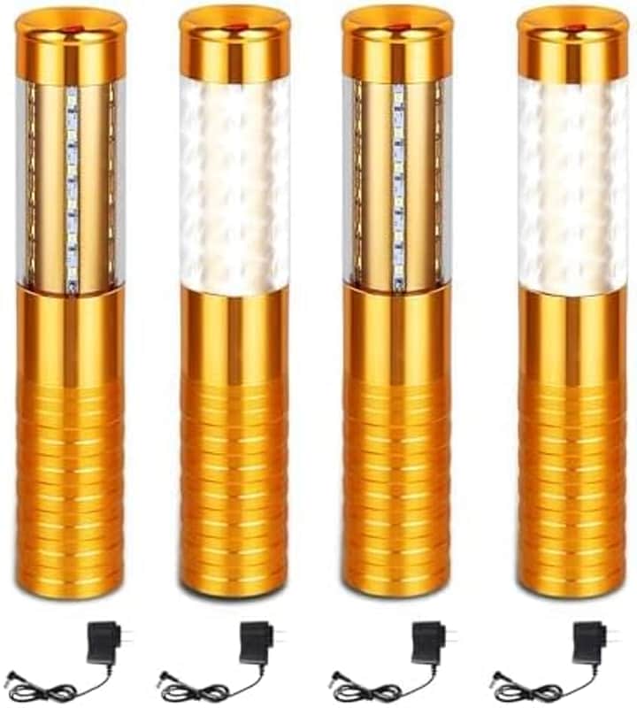 4 Pieces LED Strobe Baton Light Bottle Service Lights Bright Rechargeable Champagne Bottle Handheld Light Topper for Bar Nightclub Wedding Party Concert （Gold） image 1
