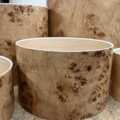 POPLAR MAPPA BURL exotic wood and Maple 7 pcs shell set - 5 ply core shells - Clear gloss polished BEST OFFERS ACCEPTED! image 7