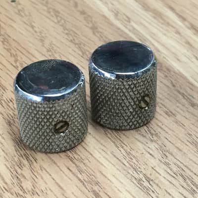 Two Vintage Reissue Fender Spec 60s Knobs Slotted Set Screw Tele Light Aged Relic Knurled image 7