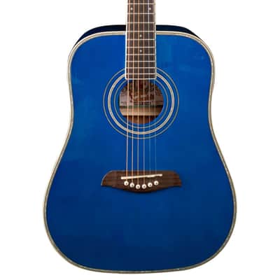 Oscar Schmidt OG1TBL-A 3/4 Size Dreadnought Acoustic Guitar, Trans Blue image 1
