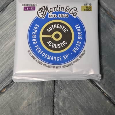 Martin MA175 Authentic Acoustic Superior Performance 80/20 Bronze Guitar Strings - .011-.052 Custom Light image 1