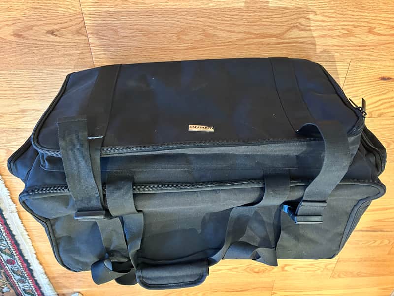 Large DJ Gig Bag, Travel DJ Cable File Case with Padded Bottom & Detachable Dividers, DJ Gear Storage Organizer for Microphones, 14" Laptop, Sound Equipment & Music Instrument, Black, Bag Only image 1