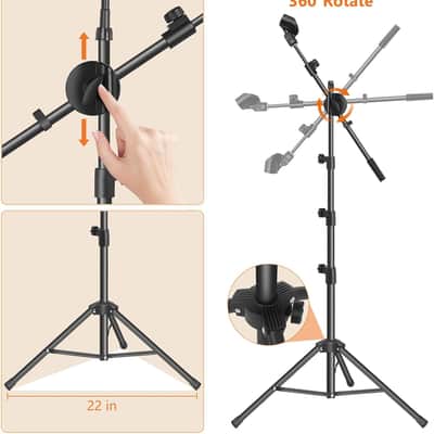 Mic Stand,6 In 1 Microphone Stand Floor Boom Mic Stand, Support Boom Gooseneck Mic Clips Tablet Phone Holder Any Combination With Mic Stand Bag image 4