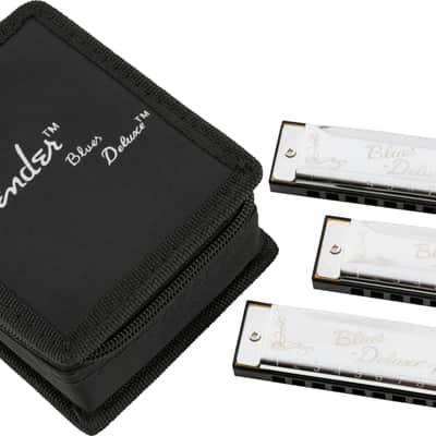 Fender Blues Deluxe Harmonica, Pack of 3, with Case image 1