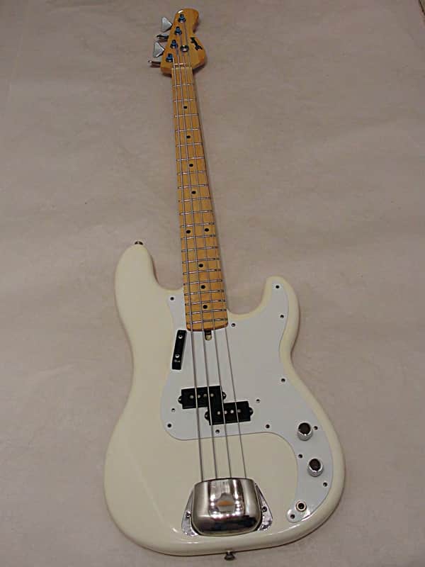 Vintage 1980's Bradley P bass 4 string Electric Bass Guitar made in Japan  Gloss White image 1