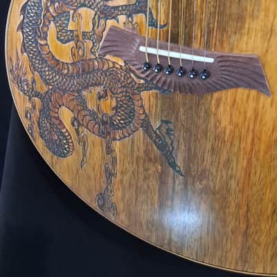 Blueberry NEW IN STOCK Handmade Acoustic Guitar Double Cutaway Dragon with Mango Wood image 3