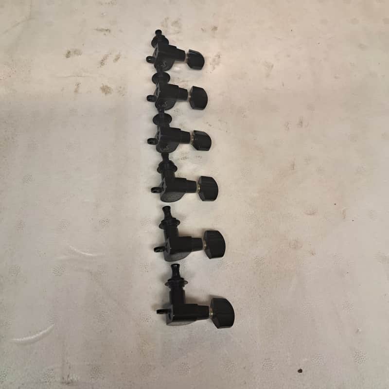 Schaller NOS locking tuners complete set 6 inline left - Black image 1