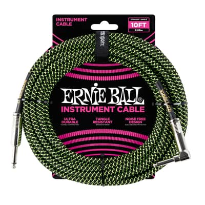 Ernie Ball 6077 Cavo Braided Black/Green 3,05 m image 1