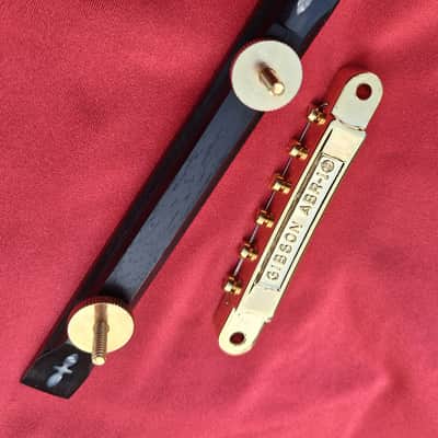Inlaid ebony Bridge  for Gibson L-5 and high end Archtops Mid 70's - Ebony/Gold image 9