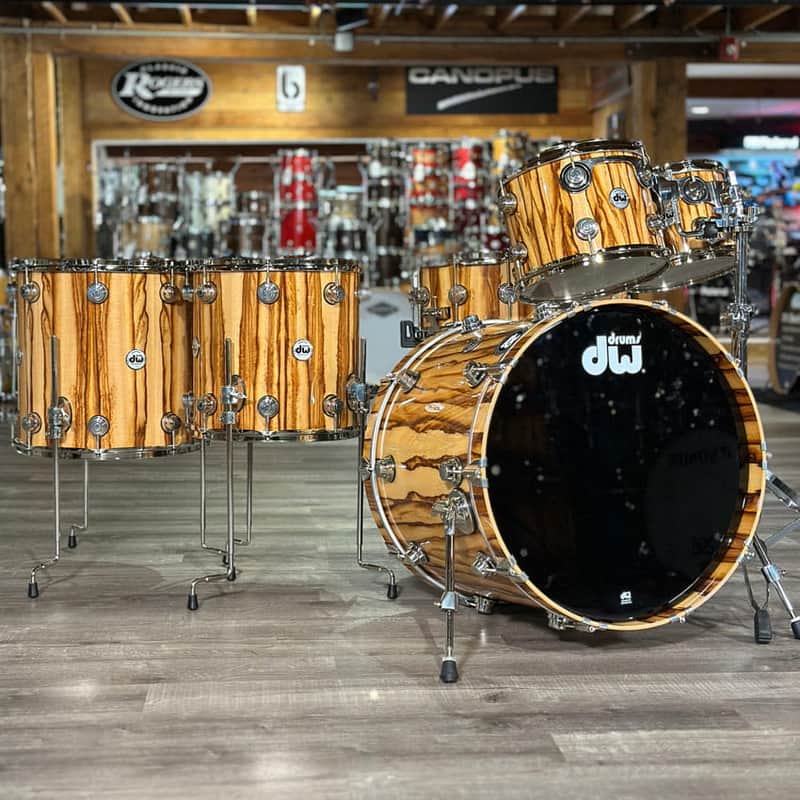 DW Collectors Cherry/Mahogany 6pc Drum Set Exotic Chechen w/Nickel Hw image 1
