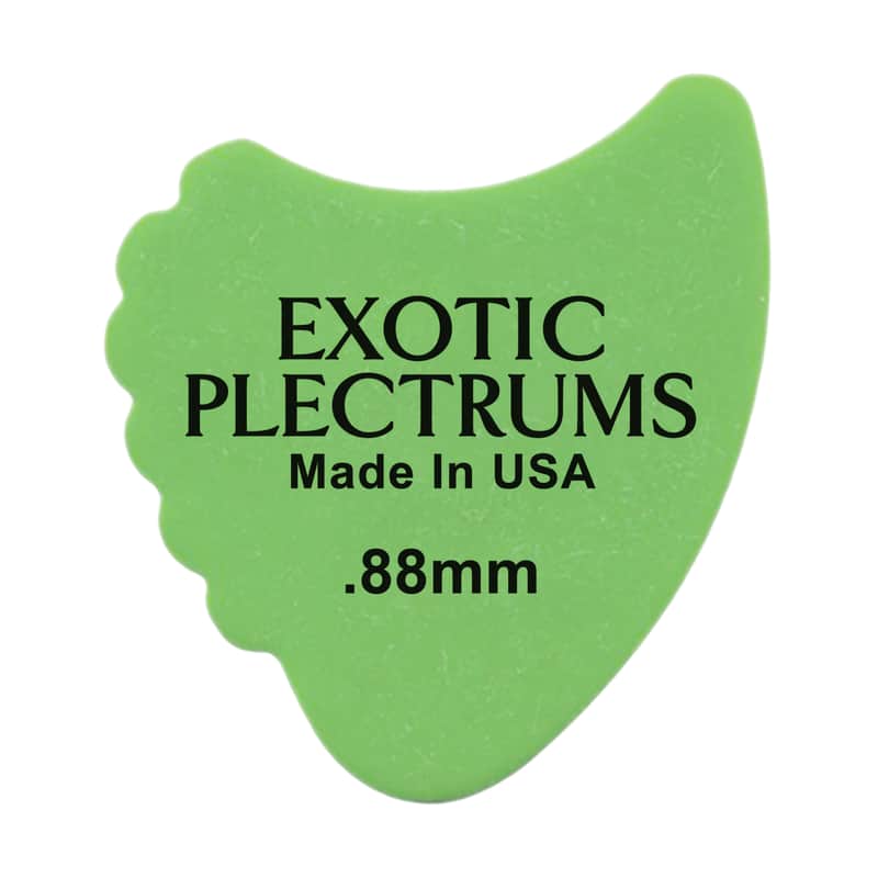 Exotic Plectrums Delrin Green Guitar Or Bass Pick - 0.88 mm Medium Heavy Gauge - Premium Made In USA - 390 Shark Fin Shape - 24 Pack image 1
