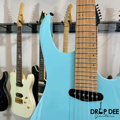 Balaguer Select Series Diablo Retro 27 FR Electric Guitar w/ Bag-Gloss Solid Cerulean Blue image 5