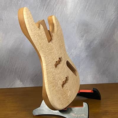 High End Offset Bass Body NOS Blistery Quilted Maple Top, solid one piece Mahogany Back - Unfinished - Front Routed - Luthier Supply R42 image 17