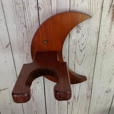 Handmade Brown Wooden Guitar Wall Hanger - Unique Moon Design image 3