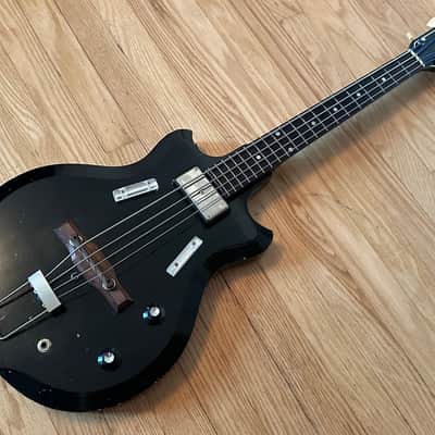 Supro Pocket Bass with Original Case Extra Short Scale Thick Neck 1961 - Black image 2