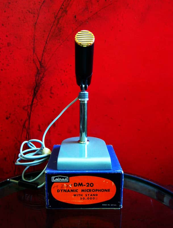 Vintage 1960's Calrad DM-20 dynamic microphone High Z harp mic w cable box & stand # 2 image 1