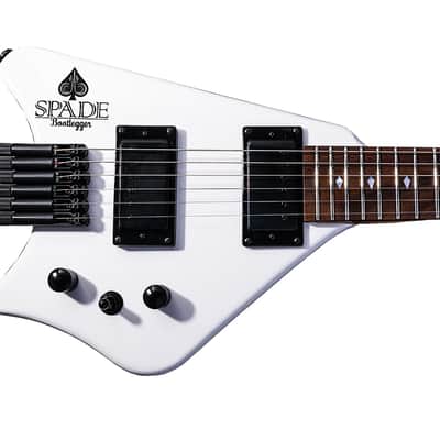 BootLegger Guitar Spade White Gibson Scale 24.75 Headless Guitar With Case 2022 - White image 6