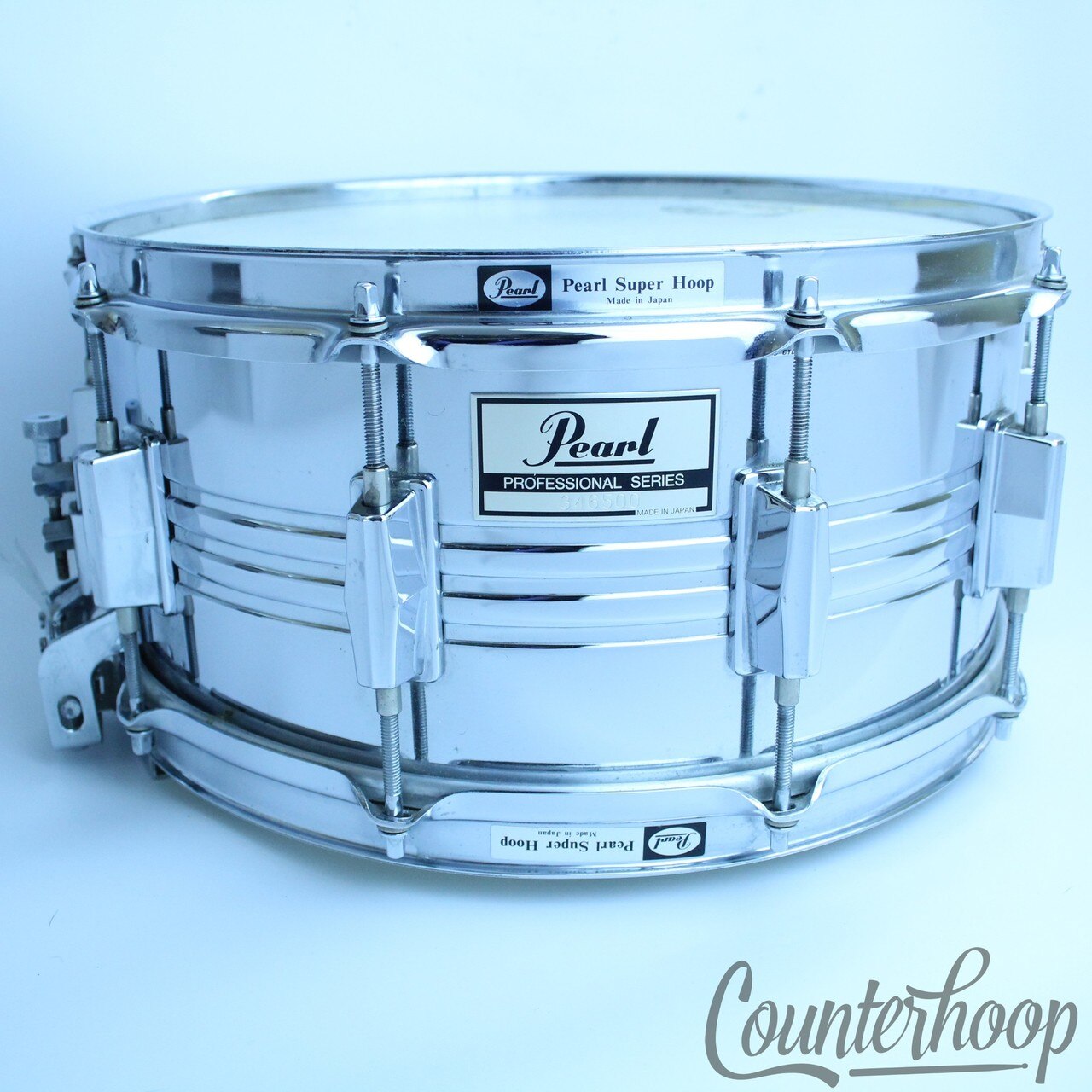 Pearl Professional 14x6.5"Snare Drum 10-Lug Heavy Steel+Super Hoops M-514D Japan — main photograph