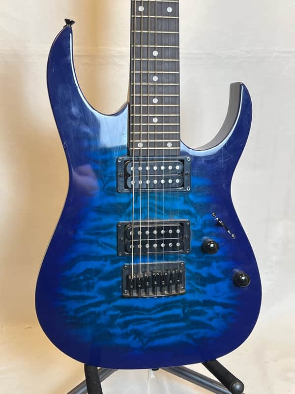 Ibanez GRG7221QA-TBB Gio with Purpleheart Fretboard 2020 - 2021 - Transparent Blue Burst image 1