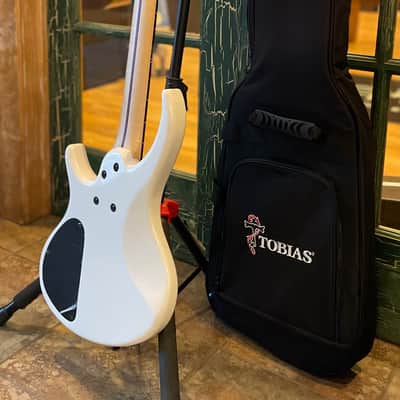 Tobias Growler IV Electric Bass Guitar in Pearl White w/ Tobias Logo Gig Bag image 13